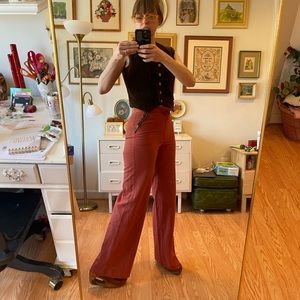 Vintage Salmon High Waisted 70's Flare Pants